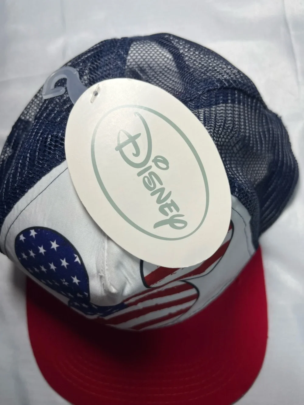 Disney Mickey Mouse USA Hat Red White Blue Mesh Snapback Cap NWT Adult‎ OS